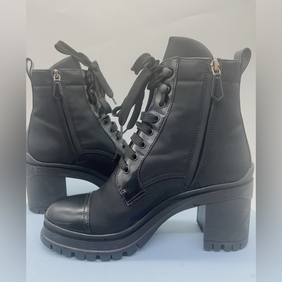 Prada Brushed leather and nylon laced booties - Picture 7 of 15